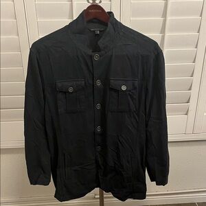 John Varavtos Men's Black Jacket with Button Details